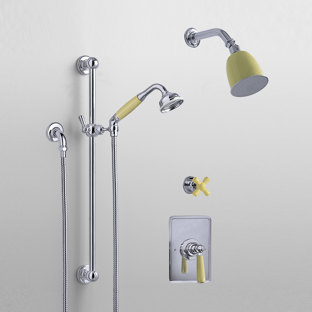 Rockwell shower layout RW1 with rail shower, wall shower & single lever shower mixer